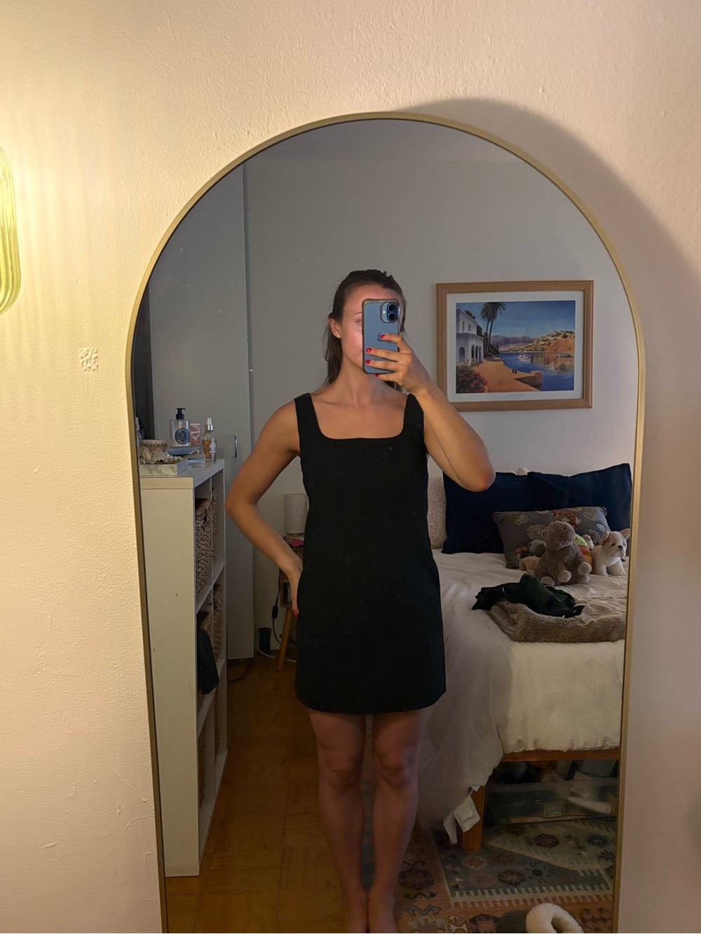 Babaton Black Square-Neck Mini Dress